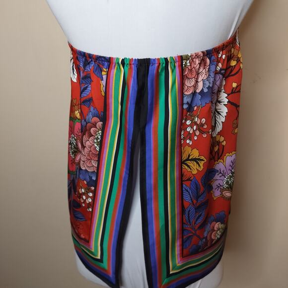 Express Halter Top Tank Floral Stripe Satin - Picture 8 of 10